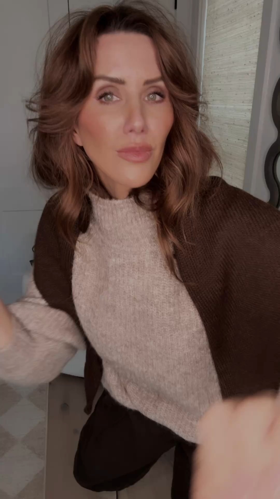 brown + tan ootd // shoulder scarf + bomber pants 

#LTKOver40 #LTKgrwm #LTKootd