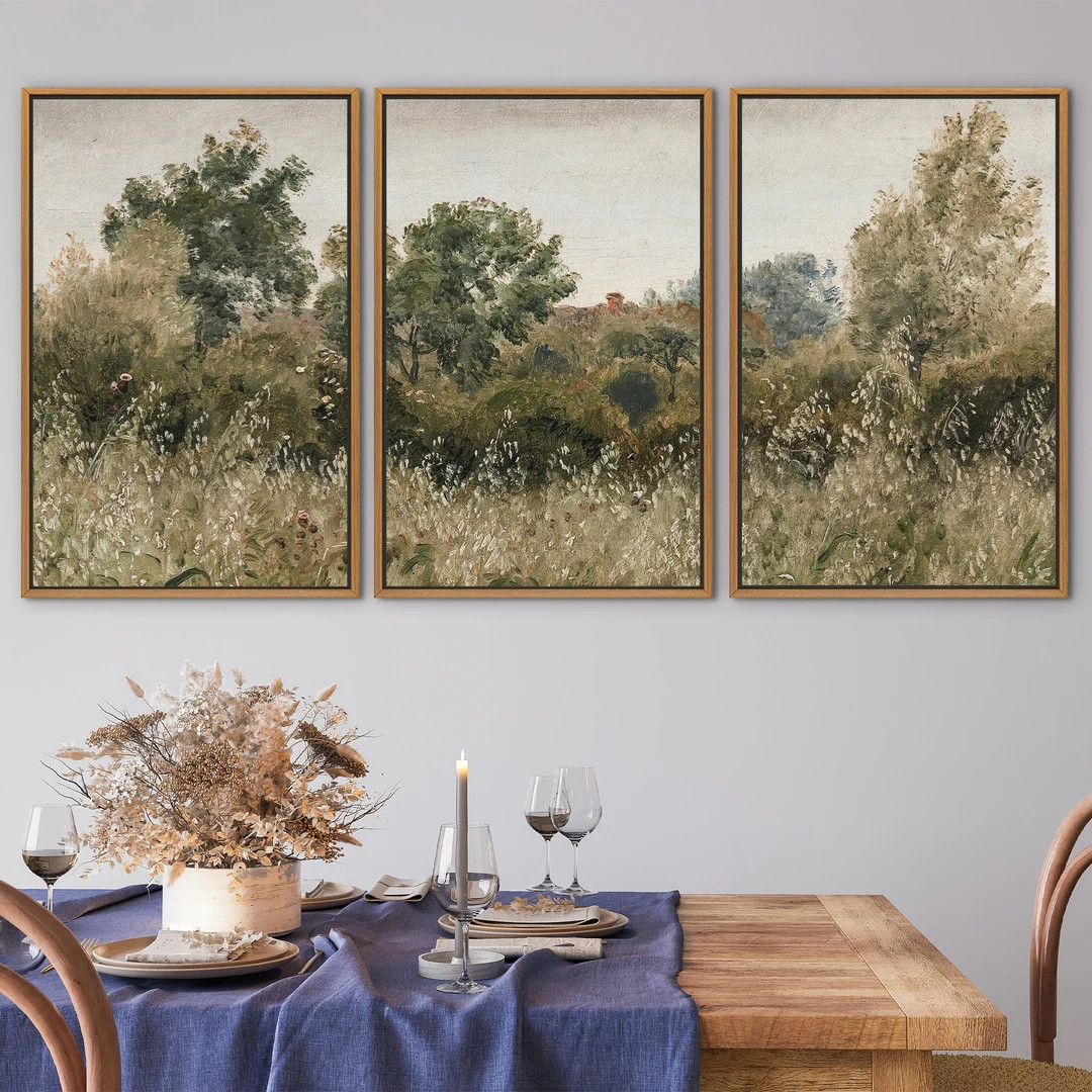 Vintage Oil Painting Landscape Set of Three Wall Art Print, Nature Framed Large Gallery Art, Vint... | Etsy (US)