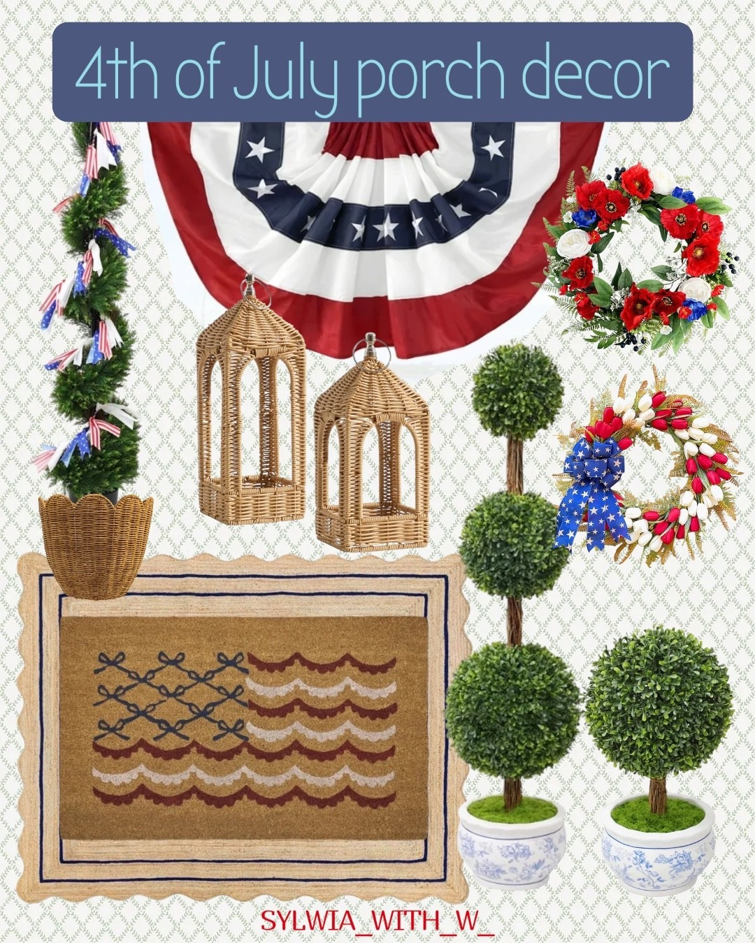 4th of July Porch Decor Inspo
Elevate your curb appeal this Independence Day with a sophisticated blend of patriotic charm and timeless textures. This curated collection proves that red, white, and blue can be both festive and elegant.

4th of July Front Porch | Patriotic Home Decor | Summer Entryway Ideas | Grandmillennial Americana | Chinoiserie Garden Decor | Coastal Fourth of July | Boxwood Topiaries | Red White and Blue Wreath | Scalloped Jute Rug | Independence Day Styling

#4thOfJulyDecor #PatrioticHome #PorchDecor #CurbAppeal #IndependenceDay #SummerDecor #GrandmillennialStyle #Americana #FrontPorchProject #RedWhiteAndBlue #CoastalAmericana #HomeStyling #OutdoorLiving #HolidayDecorating

#LTKHome #LTKSeasonal