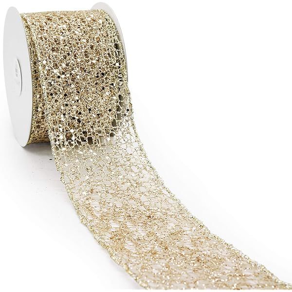 CT CRAFT LLC Glitter Wired Ribbon for Home Decor, Gift Wrapping, DIY Crafts, 2.5 Inch x 10 Yards ... | Amazon (US)