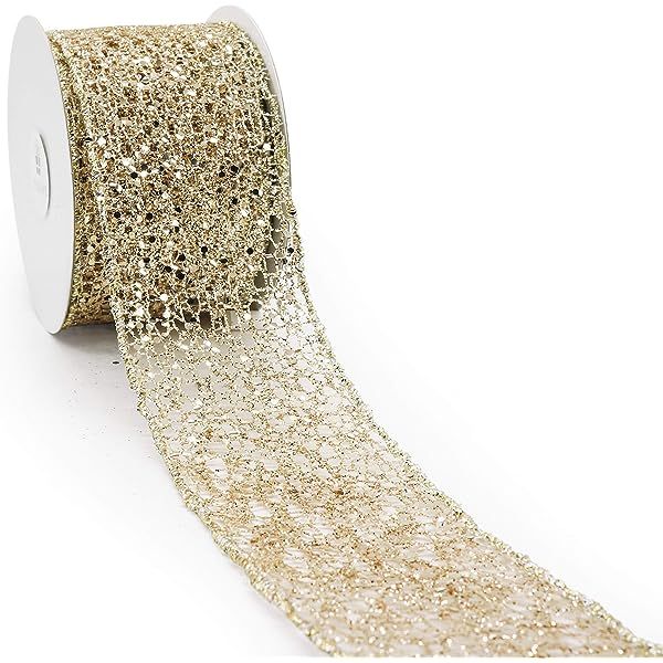 CT CRAFT LLC Glitter Wired Ribbon for Home Decor, Gift Wrapping, DIY Crafts, 2.5 Inch x 10 Yards ... | Amazon (US)