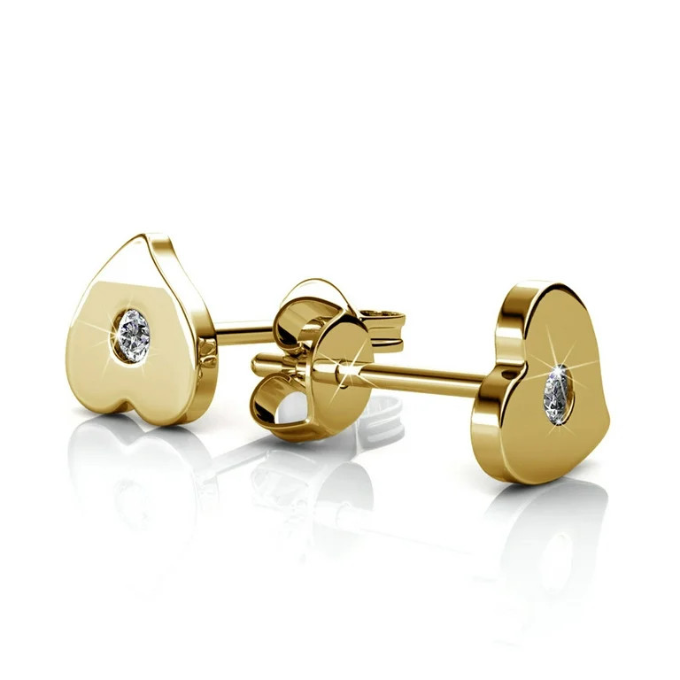 Cate & Chloe Vanessa 18k Yellow Gold Plated Heart Stud Earrings with Swarovski Crystals for Women | Walmart (US)