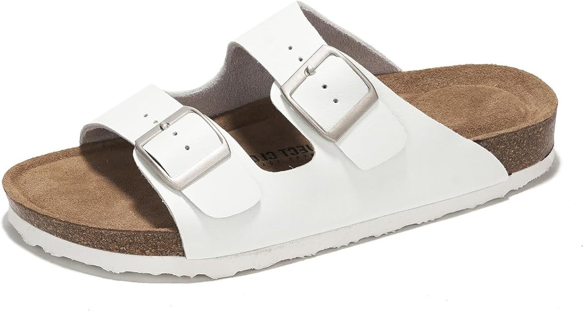 100% Genuine Leather Flat Sandals Women Comfortable Beach Essentials Womens Sandals Memory Foam V... | Amazon (US)