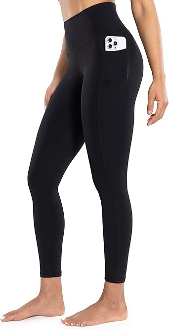 Workout Leggings with Pockets for Women High Waist Yoga Pants 25"/28" Cream Soft Lightweight Athl... | Amazon (US)
