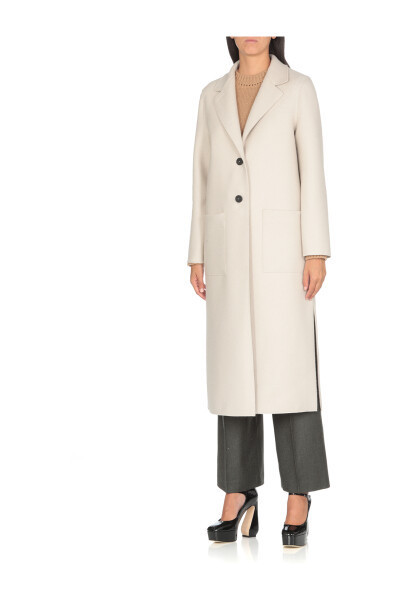 Long Boxy Coat With Patch Pockets Pressed Wool | Miinto (NL)