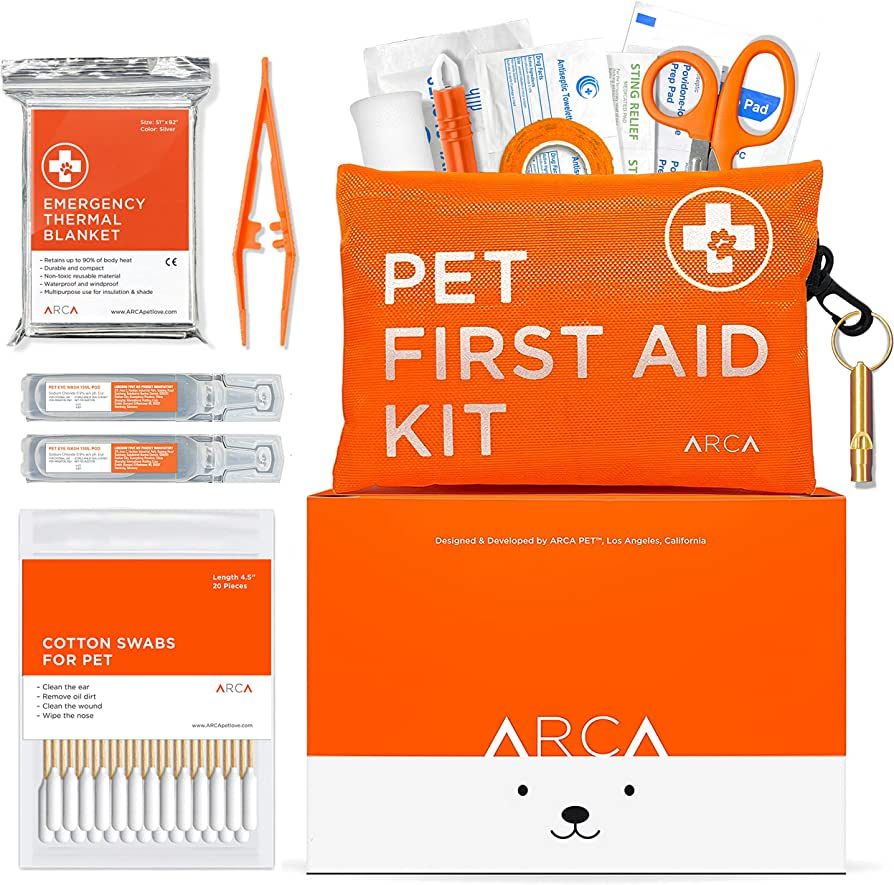 ARCA PET Dog First Aid Kit - Pet Emergency Travel kit for Cat and Dog - Water Resistant High Visi... | Amazon (US)