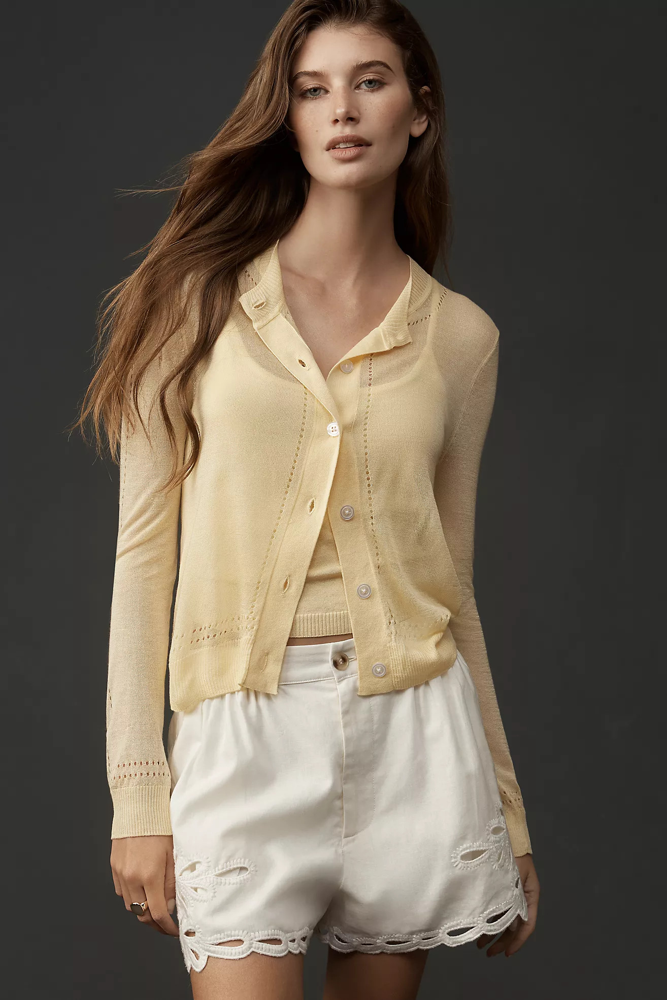 Central Park West Sheer Pointelle Cardigan | Anthropologie (US)