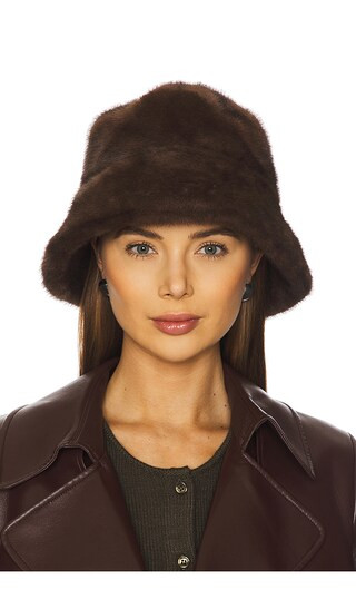 The Uptown Faux Fur Bucket Hat in Chocolate | Revolve Clothing (Global)