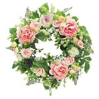22" Cream, Pink & Purple Cabbage Rose Wreath by Ashland® | Michaels Stores