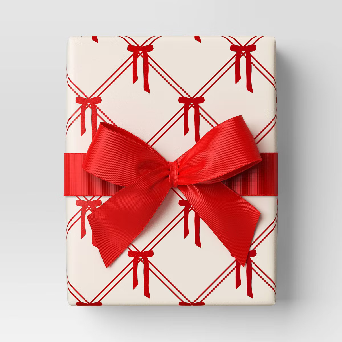 30" 25 sq ft Christmas Roll Wrap Red Bows on Cream - Wondershop™ | Target