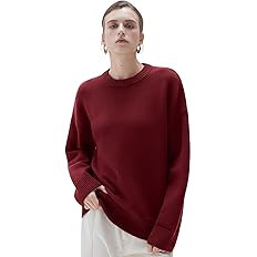 SUUKSESS Women Cashmere Blend Oversized Crew Neck Long Sleeve Pullover Sweaters | Amazon (US)