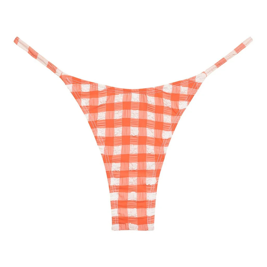 Shrimp Gingham Celeste Bikini Bottom | Montce