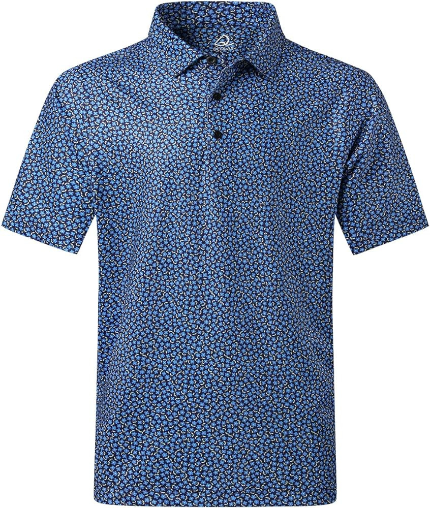 DEOLAX Mens Golf Shirts Performance Moisture Wicking Mens Polo Shirt Fashion Print Dry Fit Golf S... | Amazon (US)