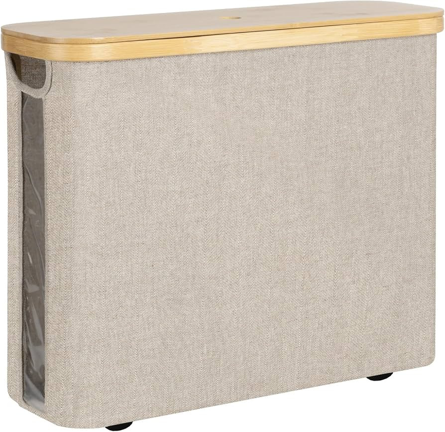 StorageWorks Toilet Paper Storage Basket with Bamboo Lid & Window | Amazon (US)