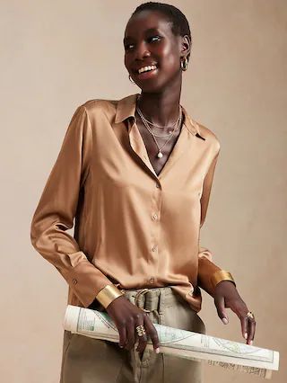 Satin Classic Shirt | Banana Republic Factory