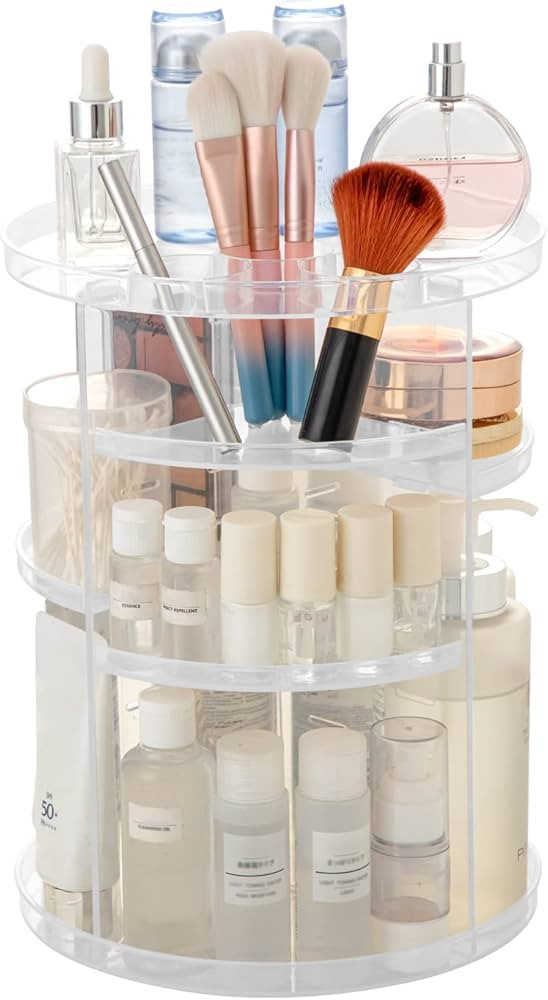 Rotating Makeup Organizer, DIY 8 Adjustable Layers Spinning Skincare Organizer, Cosmetic Display ... | Amazon (US)