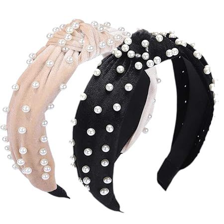 2PCS Headbands for Women, Etercycle Bow Knotted Wide Headband, Yoga Hair Band Fashion Elastic Hai... | Amazon (US)