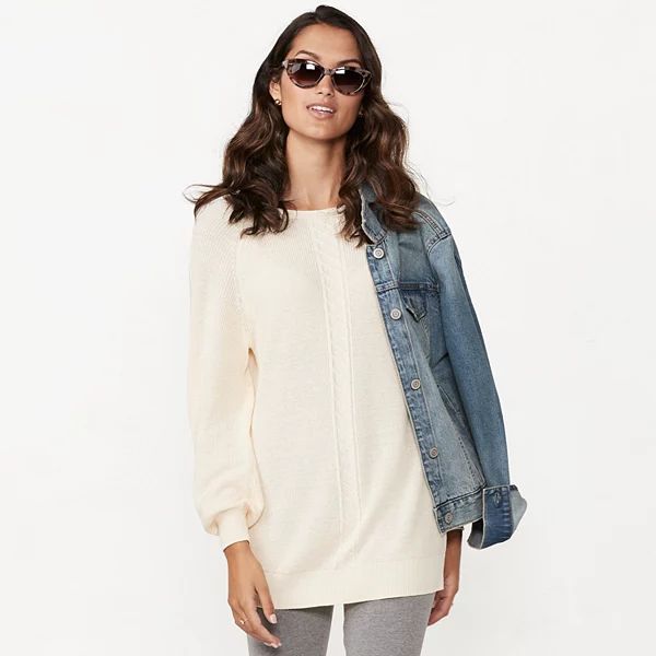 Women's LC Lauren Conrad Cable Front Knitted Tunic Sweater | Kohl's