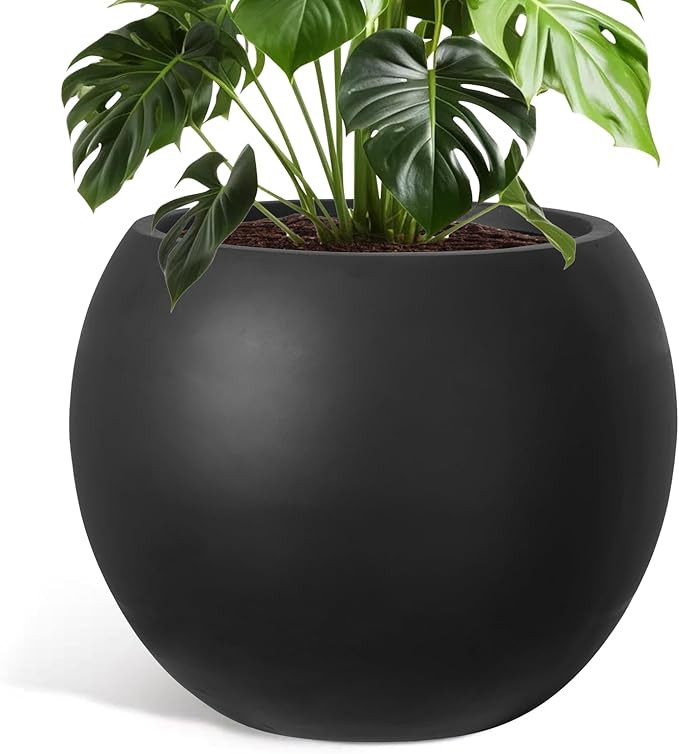 Large Round Planter with Drainage Hole, 13.7''H × 17.7''D Sphere Planter Indoor Plant Flower Pot... | Amazon (US)
