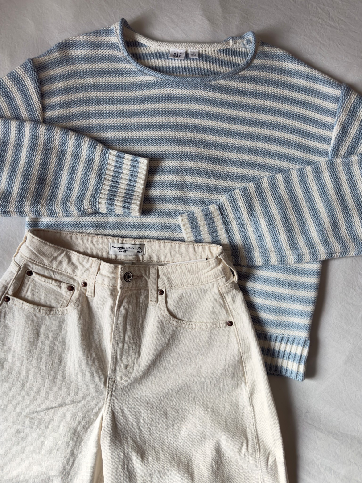 Striped sweater + white jeans 

#marchoutfits #gapfactory #springoutfits #abercrombie 

#LTKSeasonal #LTKootd #LTKgrwm