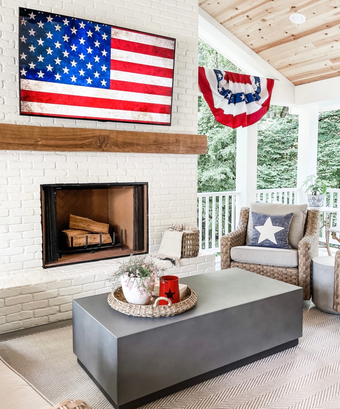 Red, white and blue decor 🇺🇸 

#americanflagdecor #outdoorsofa #outdoorrug #outdoorswivelchair #tv #wallmountedtv #coffeetable #outdoorcoffeetable #concretecoffeetable #LTKfamily #LTKhome

#LTKSeasonal