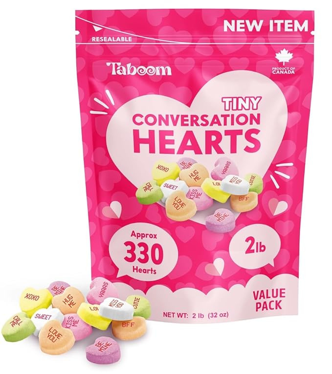 Tiny Conversation Hearts Candy – 2 lb Bulk Pack – Hard & Crunchy Heart-Shaped Candy in Reseal... | Amazon (US)