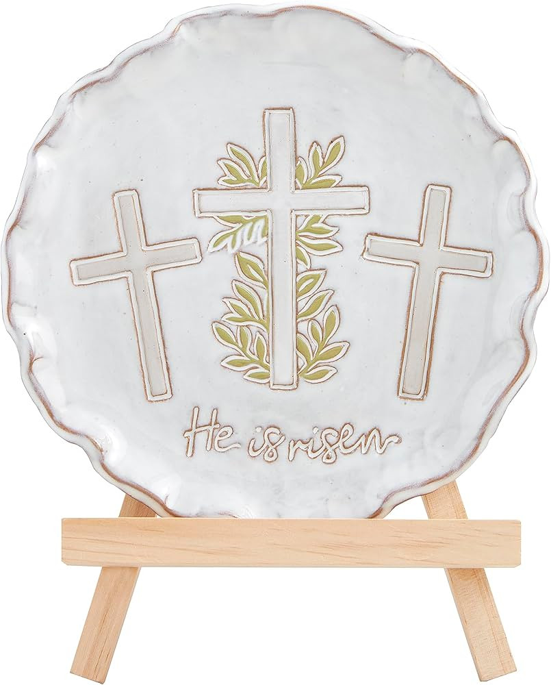 Mud Pie Spring Plate On Easel, 7" dia, Cross | Amazon (US)