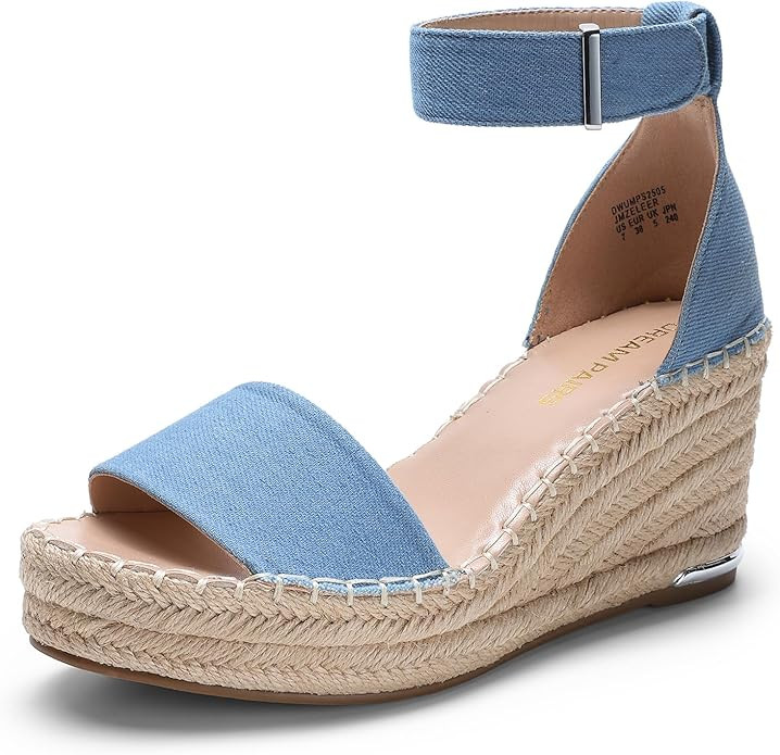 DREAM PAIRS Women's Wedge Sandals Open Toe Espadrilles Sandals Comfortable Dressy Ankle Strap Pla... | Amazon (US)
