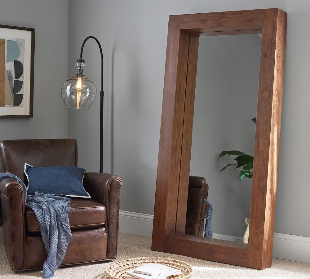 Menlo Reclaimed Teak Floor Mirror | Pottery Barn (US)
