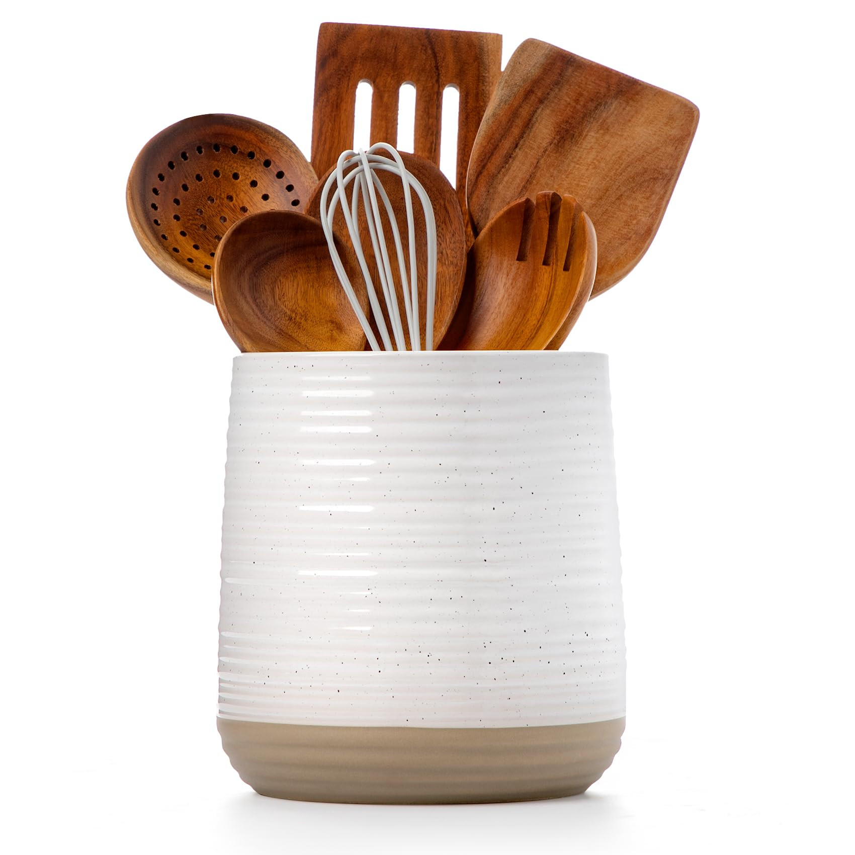 6.8" Large Ceramic Kitchen Utensil Holder - Utensil Holder for Kitchen Counter, Modern Farmhouse ... | Amazon (US)