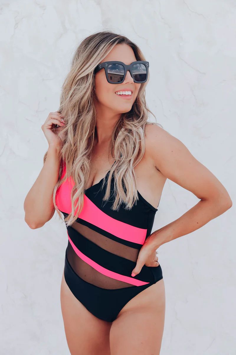 Light It Up Neon Swimsuit - Pink | Whiskey Darling Boutique