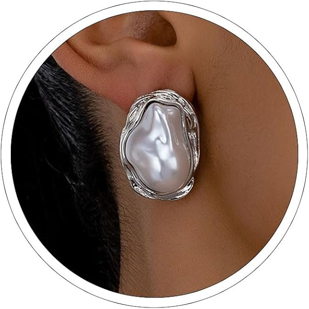 Large Earrings Chunky Statement Earrings for Women Big Stud Earrings Irregular Red Pink Green Pur... | Amazon (US)