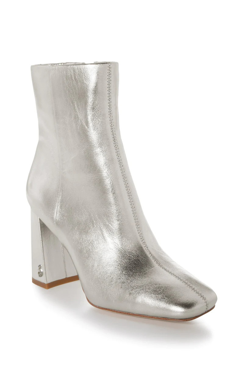 Square Toe Heeled Bootie Silver | Boston Proper