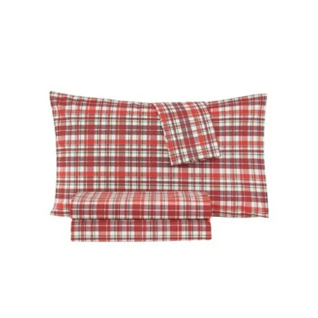Holiday Microfiber 4 Pc Full Sheet Set Bedding Red Plaid | Walmart (US)