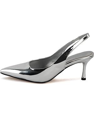 heelchic Metallic Pumps Shoes Women,Slingback Heels for Women,Sling Back Kitten Heels,Dress Shoes... | Amazon (US)