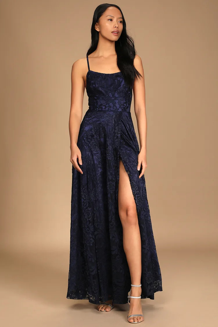 Heart Full of Love Navy Blue Lace Maxi Dress | Lulus (US)