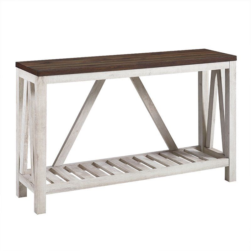 Pemberly Row 52 Rustic Entry Console Table in Dark Walnut Top and White Oak - Walmart.com | Walmart (US)