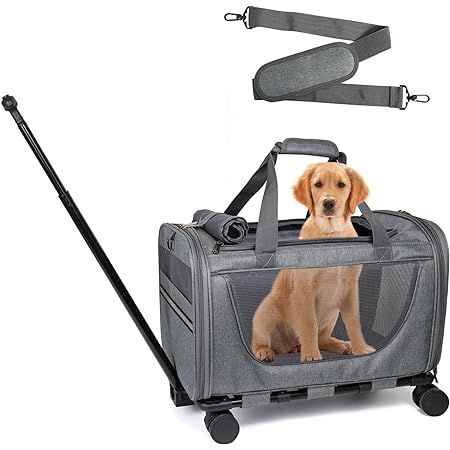 Ahfqx 20"*11.8"*11" Airline Approved Dog Carrier，Cat Carrier，3 Sided Expandable Rolling Carri... | Amazon (US)