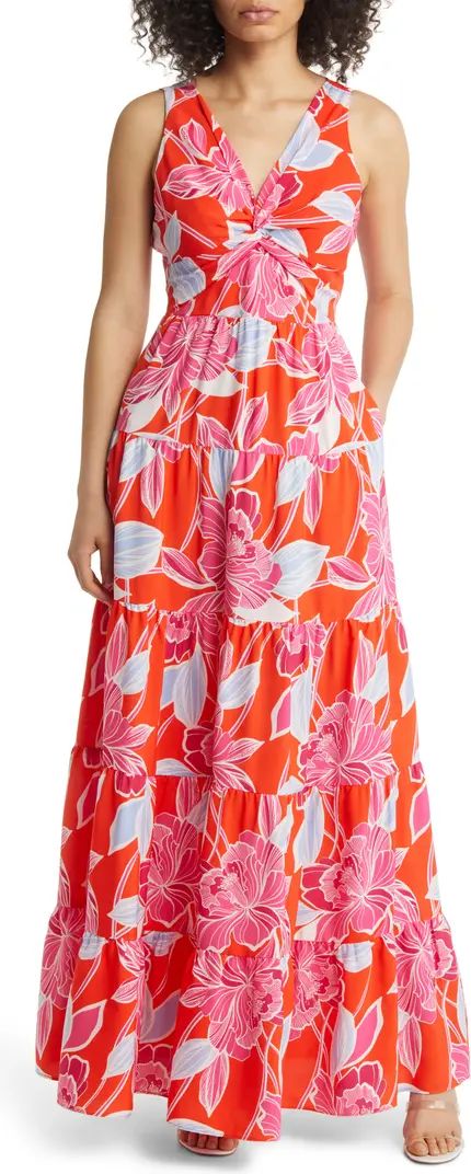 Floral Twist Front Tiered Maxi Dress | Nordstrom
