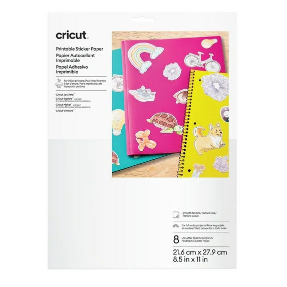 Cricut Printable Sticker Paper (8 ct), White, 8.5 x11, Sheets | Walmart (US)