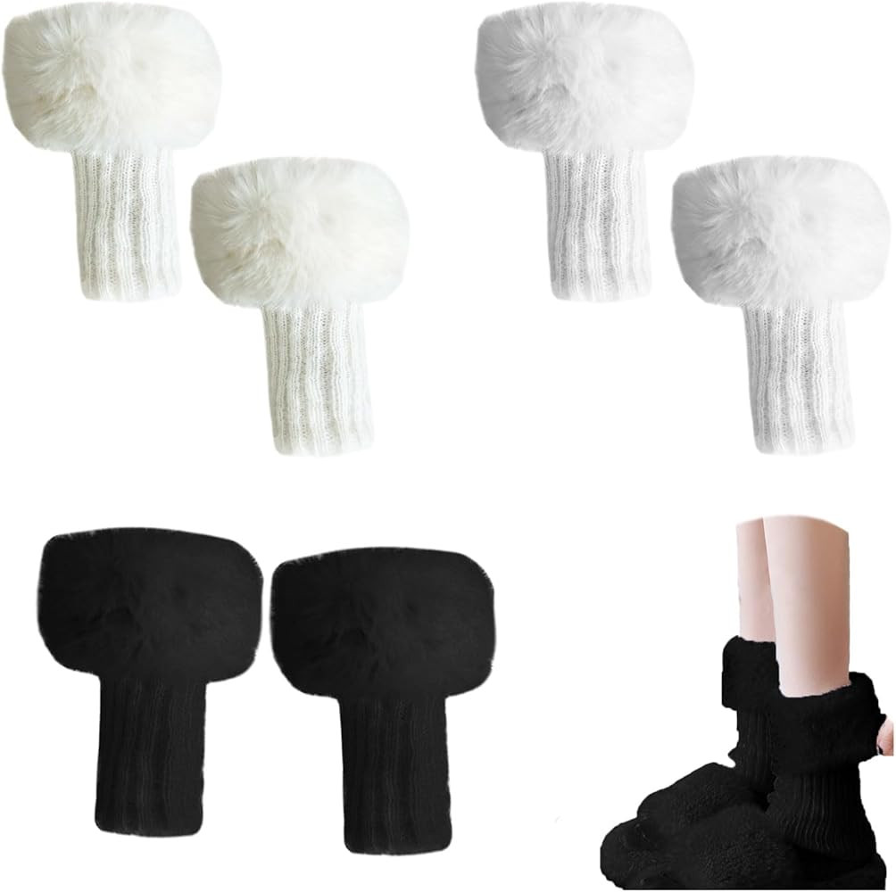 Tahonuss Women Faux Fur Leg Warmers Plush Leg Boot Covers Short Furry Fuzzy Boot Socks Topper Gir... | Amazon (US)