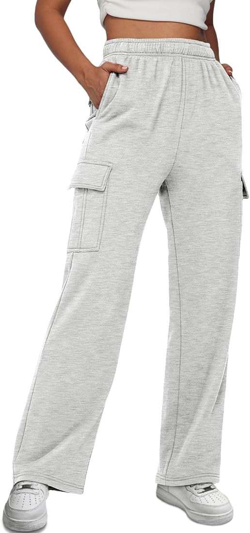 AUTOMET Womens Cargo Sweatpants Casual Baggy Fleece High Waisted Joggers Pants | Amazon (US)