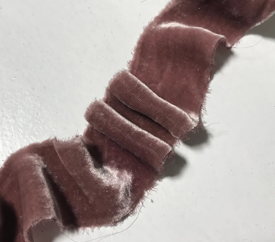 Hand Dyed Dusty Mauve Silk Velvet Ribbon ( 4 Widths to choose from) | Etsy (US)