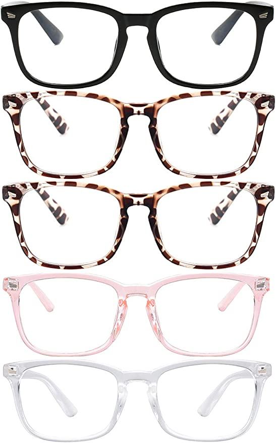 Blue Light Blocking Glasses,Square Nerd Eyeglasses Frame Anti Blue Ray Computer Game Glasses Anti... | Amazon (US)