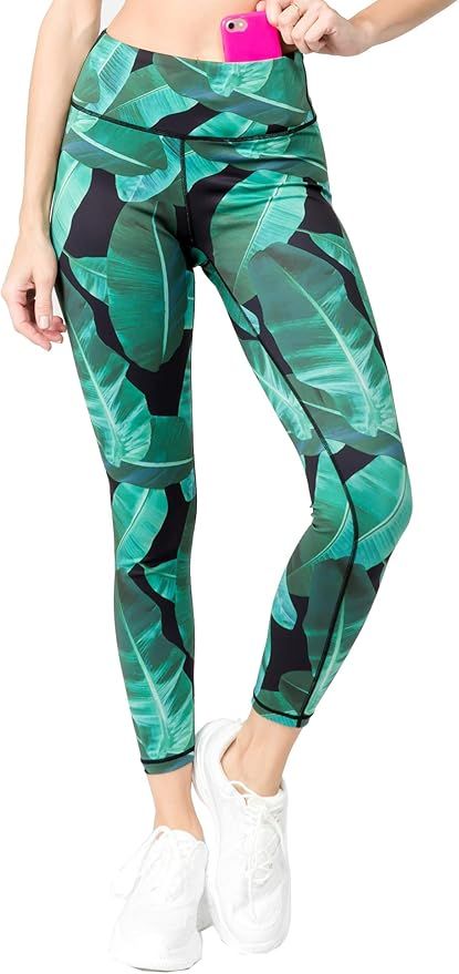 YELETE Women's Active Dynamic Colorblock Workout Leggings White Multi Color Size | Amazon (US)