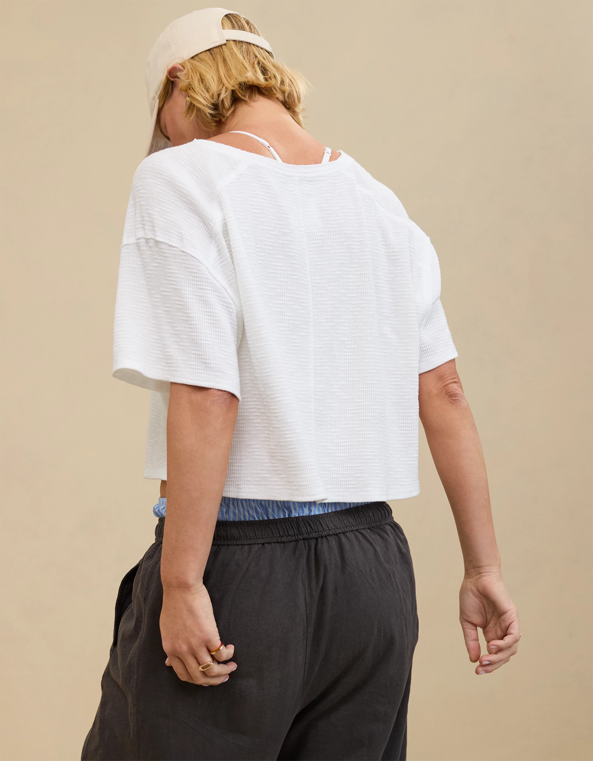 Aerie Cropped Waffle T-Shirt | Aerie