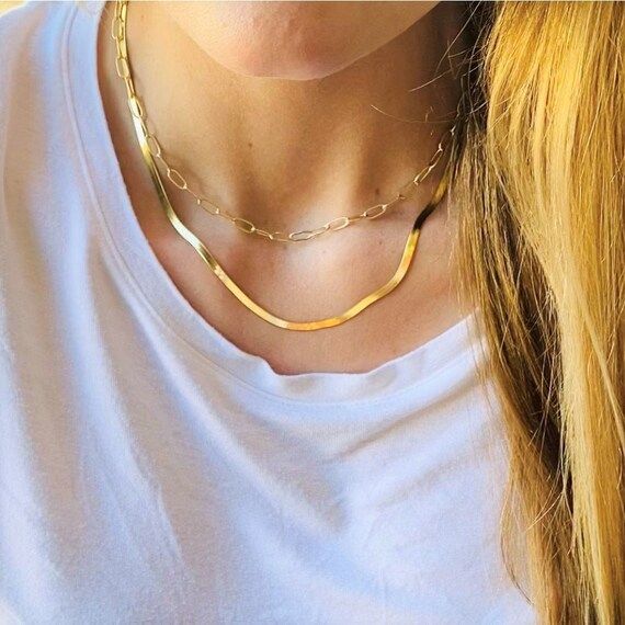 Necklaces for Women, Herringbone Necklace, Dainty Necklace, Gold Necklace, Layer Necklace, Minima... | Etsy (US)