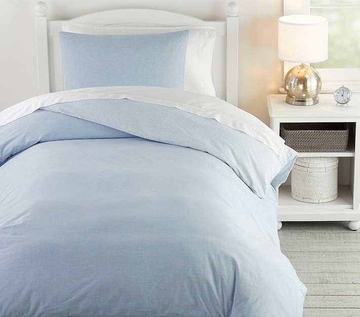 Chambray Reversible Organic Duvet Cover & Shams | Pottery Barn Kids