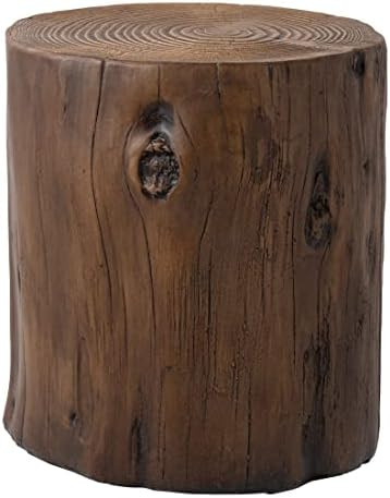 Koncemel Faux Wood Stump Stool with Walnut Colored, 15 x 14 x 16.5 in Round End Table, Light-Weight, | Amazon (US)