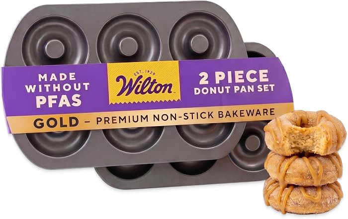 Wilton Gold Non-Stick Donut Pan Set, Made Without PFAS, 2-Piece     Non-Stick Steel with Scratch-... | Amazon (US)